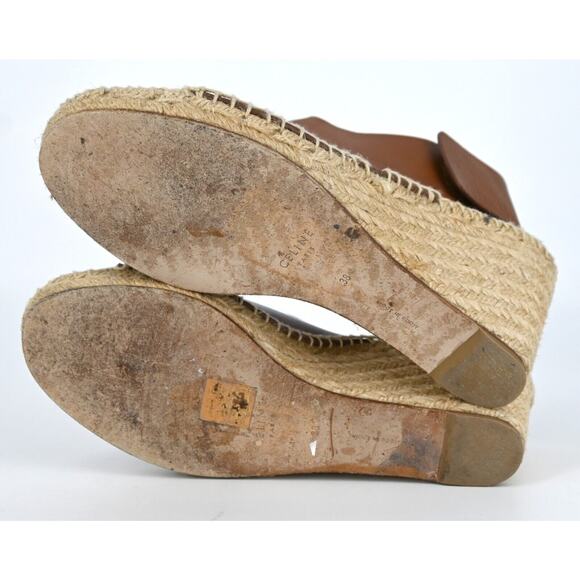 Celine | Tan Leather Espadrille Wedge Sandals Size: 38 - Picture 5 of 16